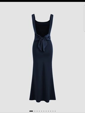 Cider Backless Maxi Dress Bow Bowknot Navy Blue Nwt Medium